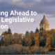 Capitol Building Above Capitol Lake in Olympia WA - photo by John Callery via Canva. Text reads Looking Ahead to 2022 Legislative Session
