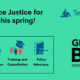 Black text on teal reads Advance Justice for youth this spring - GiveBIG 2022 - 3 icons appear below, representing Legal Representation, Training and Consultation, and Policy Advocacy