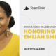 Emijah smiles into the camera. She is wearing earrings and a gold-colored blouse. Gold text reads Honoring Emijah Smith