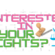 Colorful text reads: Interested in your rights? The scales of justice are pictured in bright blue. A stamp icon with the word POSTPONED appears over the text image.