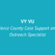 White text on turquoise background reads: VY VU Pierce County Case Support and Outreach Specialist