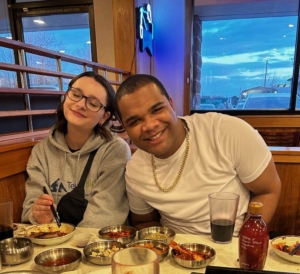 Spokane Staff Attorney, Danielle, and Youth Advisory Board Coordinator, Quincy, enjoy a meal after a long retreat meeting day.